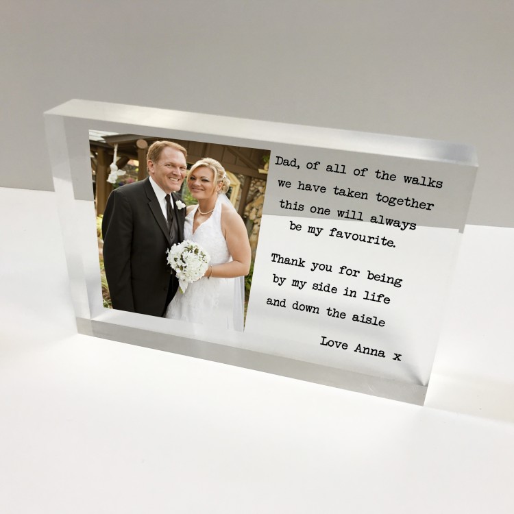 6x4 Acrylic Block Glass Token - Father of the Bride